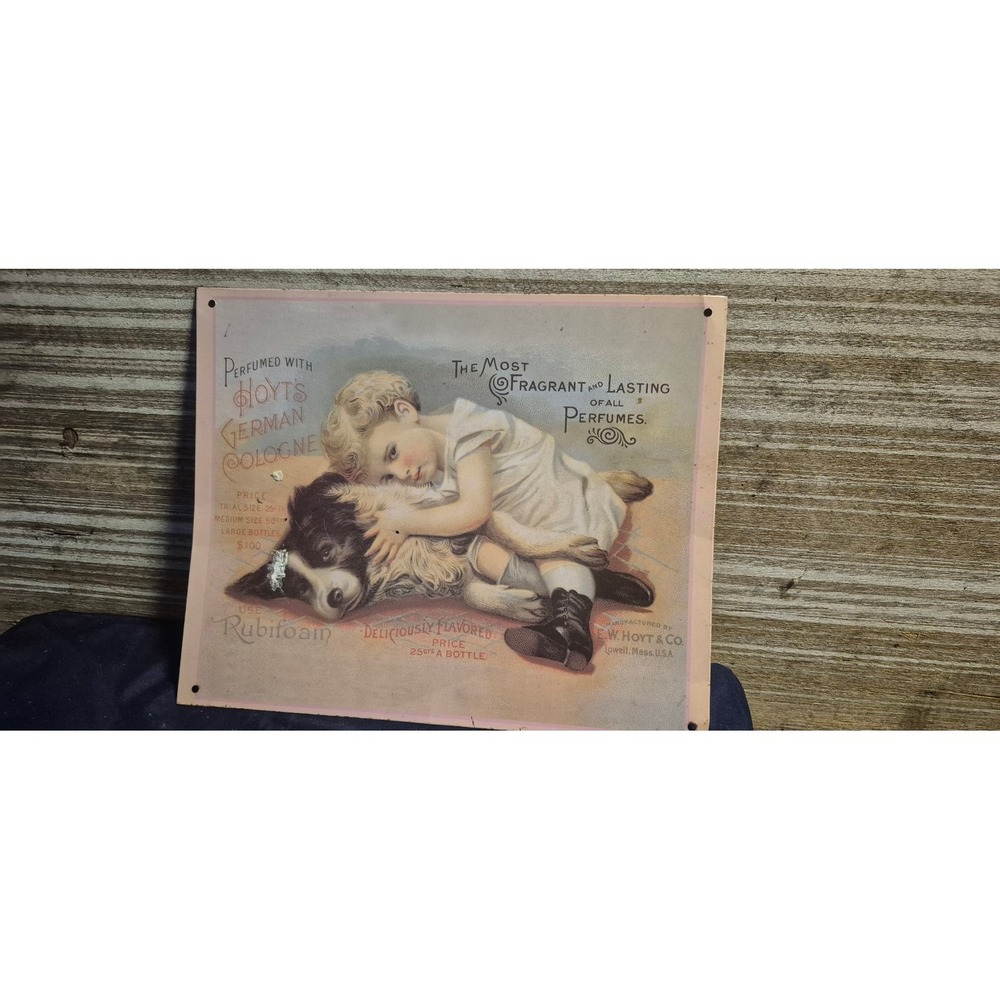 Vintage Hoyt's German Cologne Rubifoam Metal Advertising Sign E.W. Hoyt & Co.